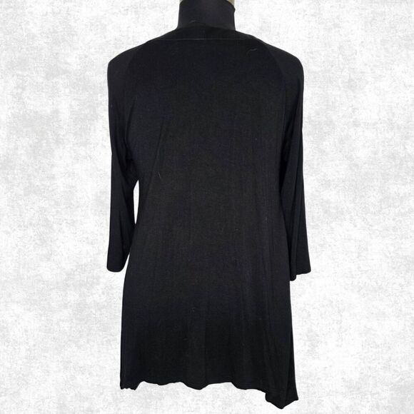 Lane Bryant Black Tunic w/ Satin Trim Collar – Size 14/16 - Picture 3 of 8